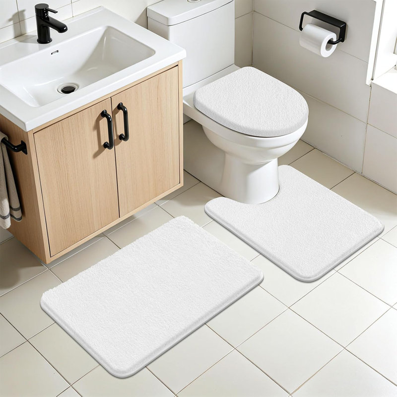 Bathroom Rugs Set, White