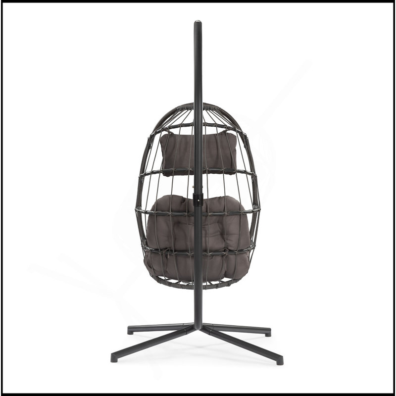 Outdoor Hanging Chair With Durable Frame And Comfortable Cushion For Relaxation, Dark Grey