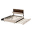 Lit plateforme en lin peu encombrant avec lit gigogne, tête de lit et tiroirs doubles-1214881868-1214881870