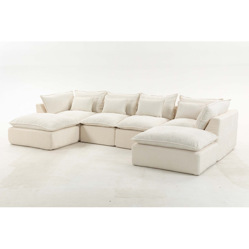 Cloud Couch Oversized Modular Sectional Sofa with Deep Seat Comfort, 28.3" H x 129.8" W x 38.2" D, Symmetrical