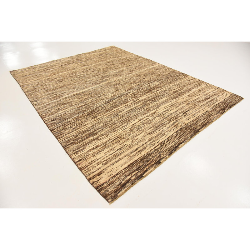 Tapis de la laine beige 6 pi 7 po x 8 pi 6 po one-of-kind noué la Nash