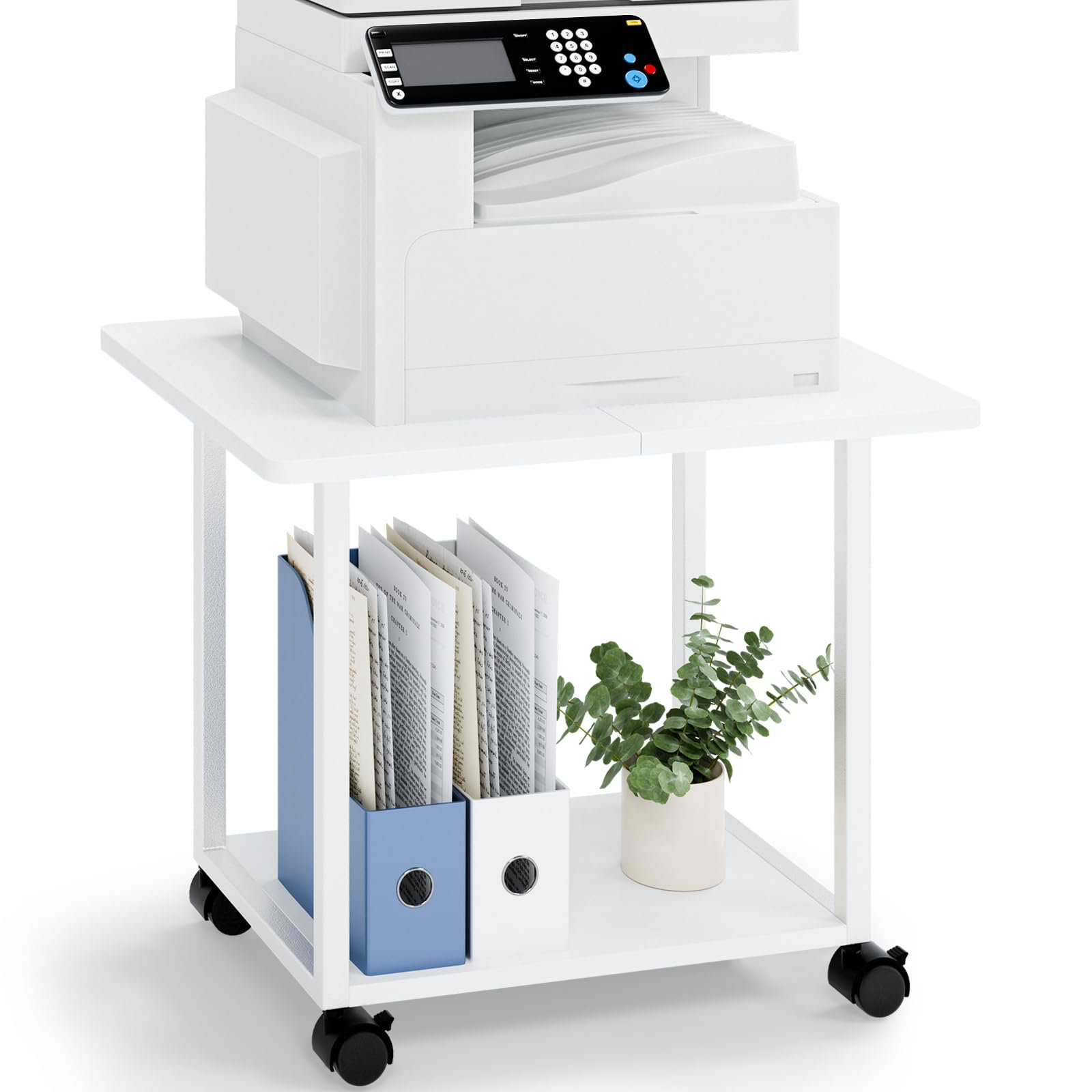 YIXIAOSHANGMAO Large Under-Desk Printer Stand With Storage Shelves, Two ...