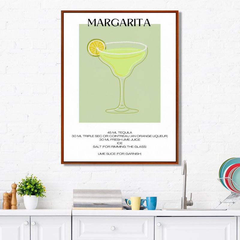 Lime Margarita, cocktail mexicain I - salon d'art mural cocktails, Cadre flottant brun, H 32 po x l 16 po