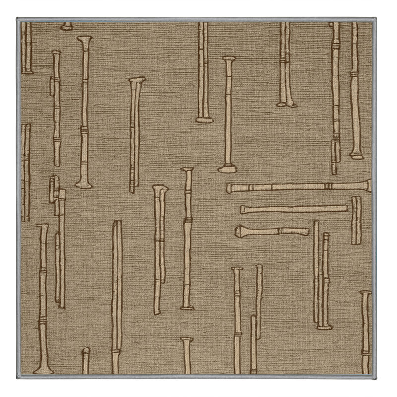 Washable Flute Music Area Rug, Square 7'