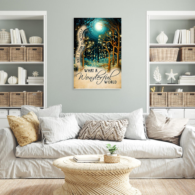 «Forest What A Wonderful World», reproduction d'art graphique sur toile tendue 1 pièce, L 24 po x H 36 po