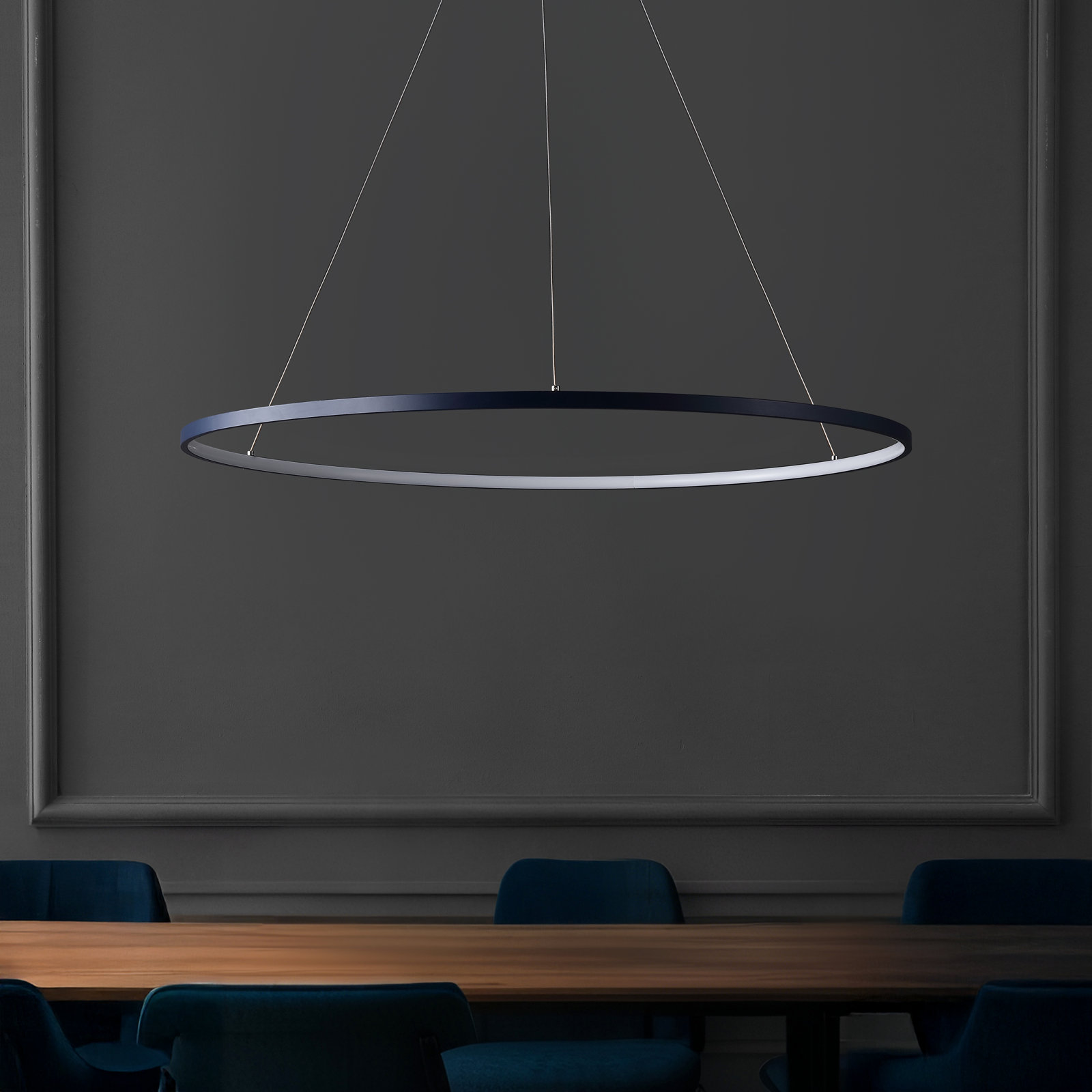 Odin Single Light Dimmable LED Pendant, 0.75" H x 34.88" W x 34.88" D, Navy