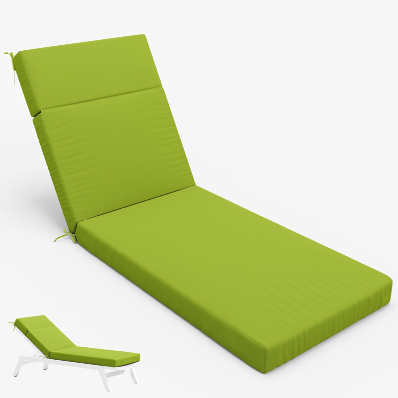 1-Piece Outdoor Chaise Lounge Chair Cushion, 80"X26"X4", Grass Green