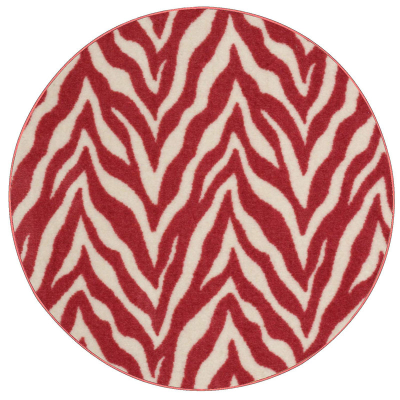 Tapis imprimé animal - Zèbre sauvage au cœur, Rond 2 pi