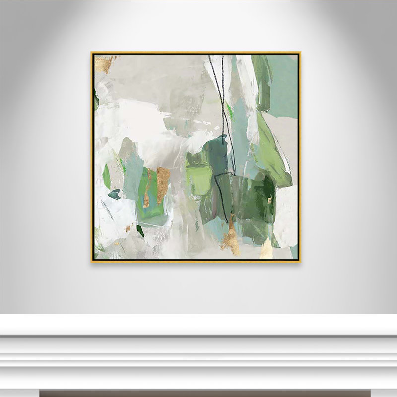 Enchanted Emerald II Print by Tom Reeves, 37.5" H x 37.5" W x 2" D, Gold Floater Framed