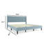 Lit plateforme tapissier très grand 75,9 po avec velours et tête de lit capitonnée carrée, bleu-1578582505