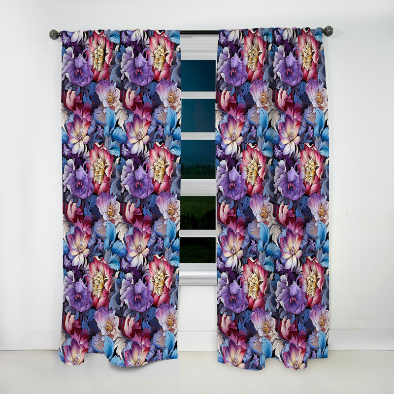 Floral Mirage Tropical Motif III - Rideau floral - Rideau floral obscurcissant - 1 panneau, L 52 po x L 95 po