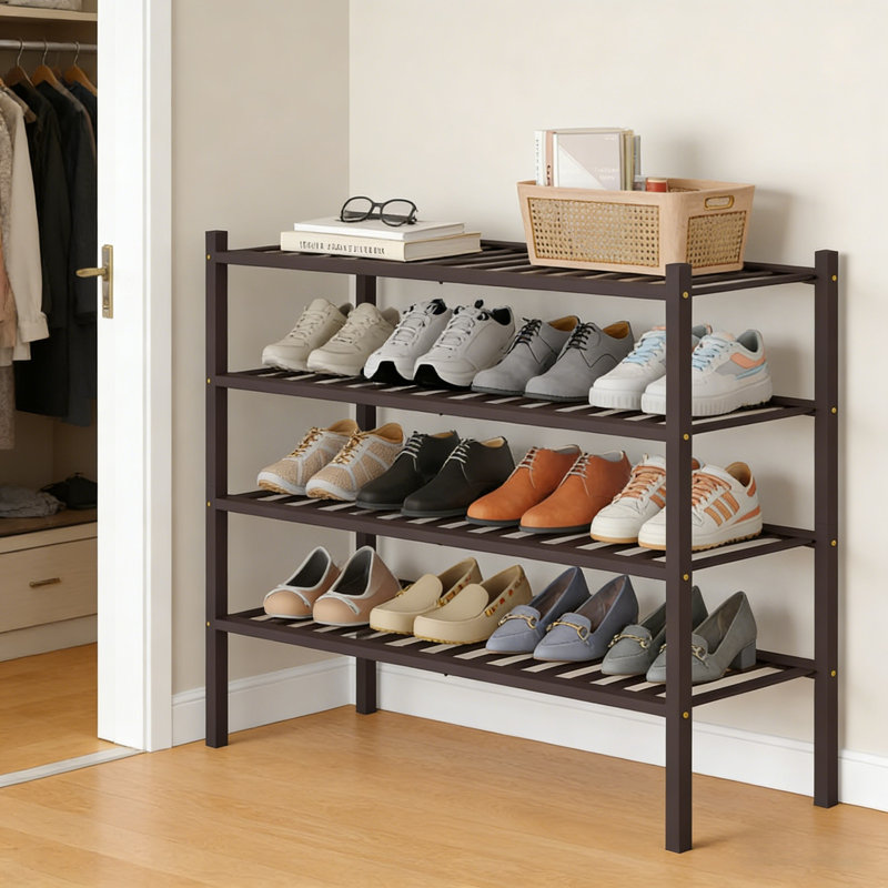 Range-chaussures en bambou, 33,8 po H x 26 po L x 11 po P