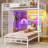 Bunk Bed Twin Over Twin with Hall Tree and Storage Bookcase Shelves Headboard-1689321229
