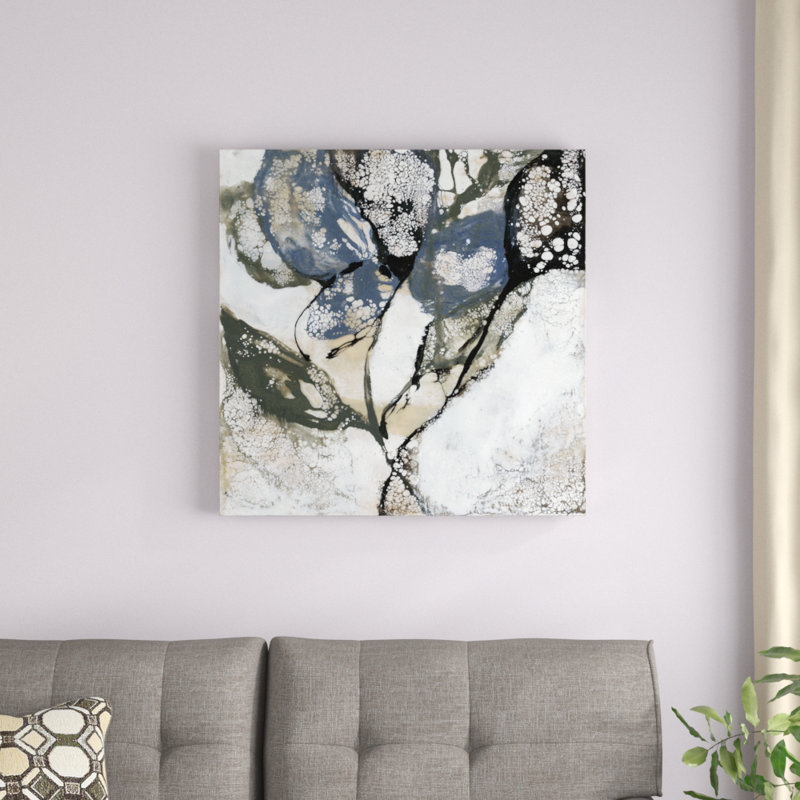 "Crackled Stems II", peinture sur toile tendue, H 30 po x l 30 po