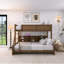 Lit superposé simple au-dessus de grand lit brun avec armoires de rangement et ports USB-804523630