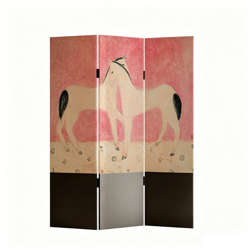 Paravent décoratif autoportant avec œuvre d'art cheval, 3, H 78,74 po x l 15,75 po x P 1,18 po