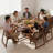 Folding Dining Table And Chairs, Space Saving Drop Leaf Kitchen Table With 4 Chairs And Storage, 59.06" Extendable Small Dining Room Table With Wheels, No Assembly Required Solid Wood (walnut)-1693451257