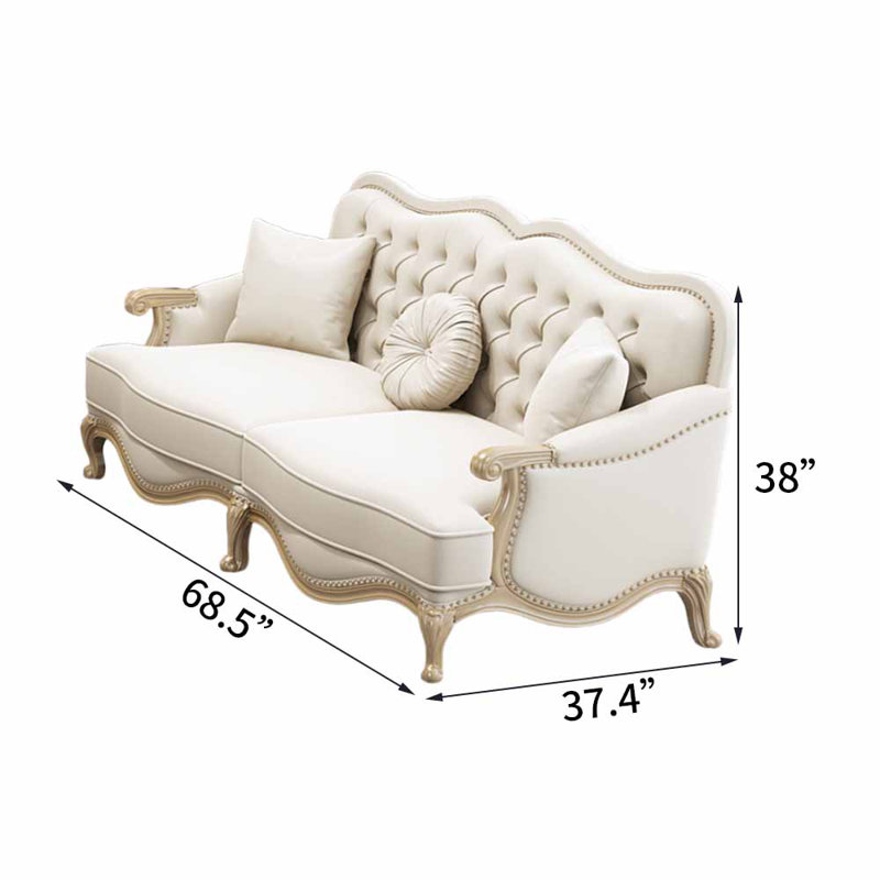 Causeuse en cuir véritable 68,5 po