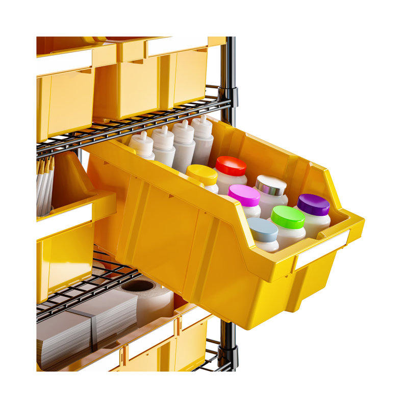 Étagère de rangement à 36 niveaux à 36 niveaux et 24 paniers avec roulettes 36 po, Noir/jaune
