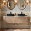 Wall Mounted Single Double Single Vanity Bathroom Vanity With Engineered Marble Top-2121734082