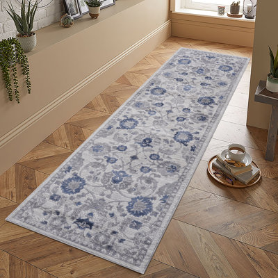 Tapis moderne de luxe Besma avec motifs abstraits (bleu argenté)