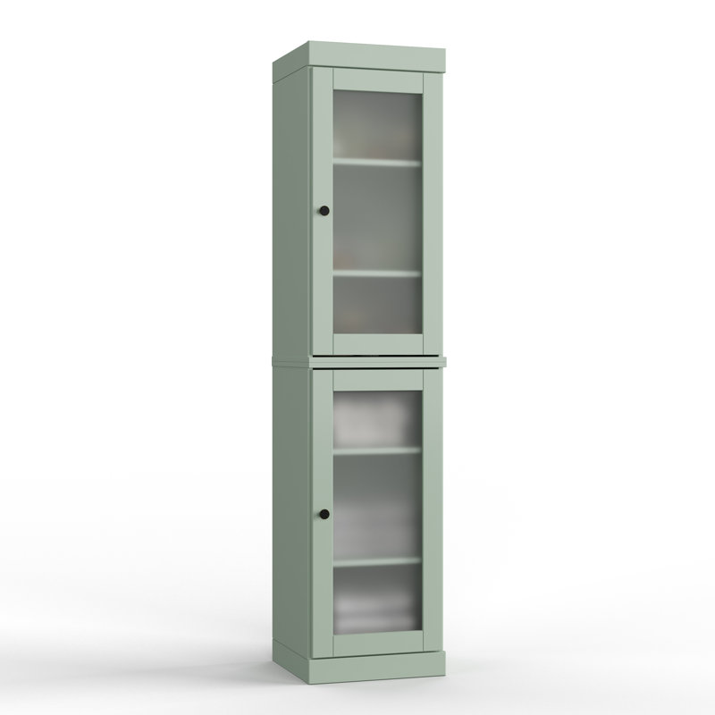 Armoire de rangement de salle de bain 100% bois massif Palace Imports, portes en verre givré, tablettes réglables, l 16,5 po, hauteur 71,5 po