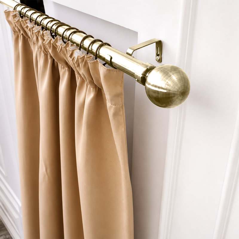 Almera Adjustable Curtain Pole/Rod Long-lasting Set for living room, bedroom, kitchen, Antique Brass, 120cm - 210cm
