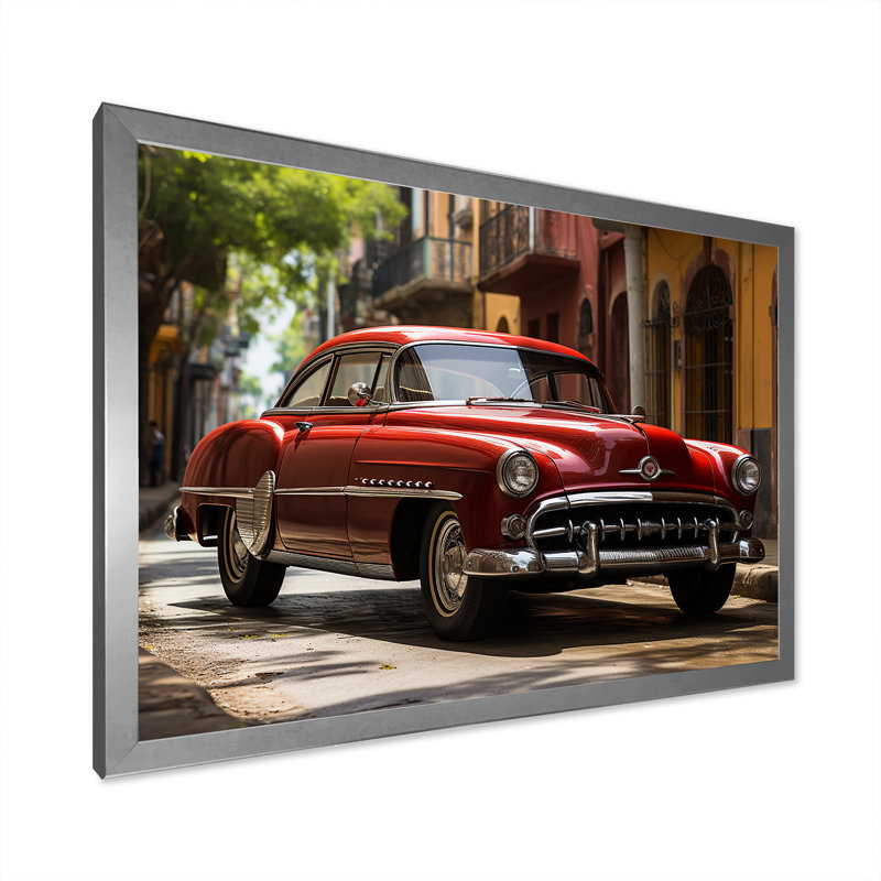«Cuba Classic Classic Iconic Car», reproduction sur toile, H 12 po x l 20 po x P 1 po, Cadre simple argenté