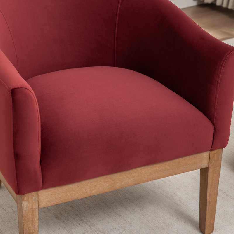 Fauteuil avec pieds en bois massif, Red