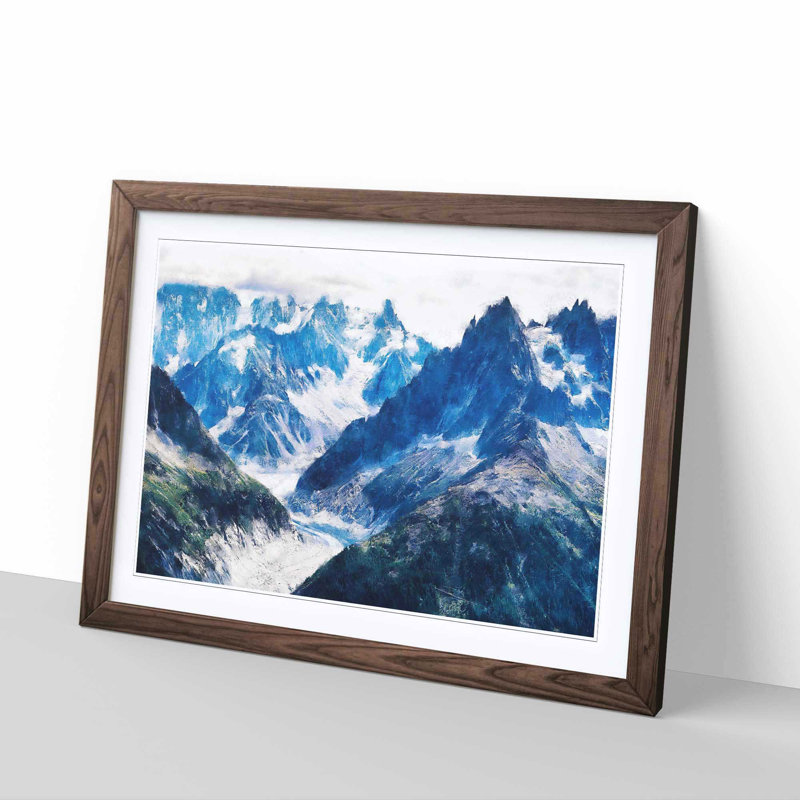 Mountains in Lac Blanc Chamonix - Framed Print, 33cm H x 45cm W x 2cm D, Walnut Framed