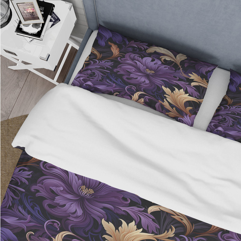 Ensemble de housse de couette Deep Purple Royal Ragdolls II, Housse de couette pour grand lit et 2 taies décor