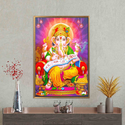 Large 3D Lord Ganesha Wall Art - Abstract Hindu Canvas Print for Modern Home Decor Gift