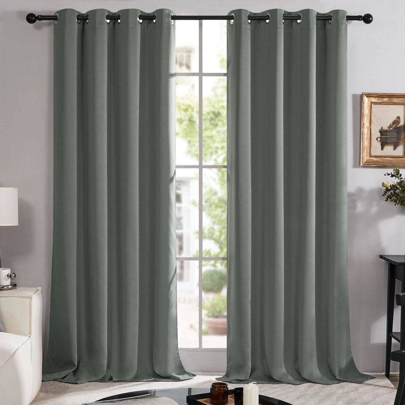 100 Percent Blackout with Liner Grommet Curtain Panel (Set of 4), 52" W x 108" L, Dark Gray