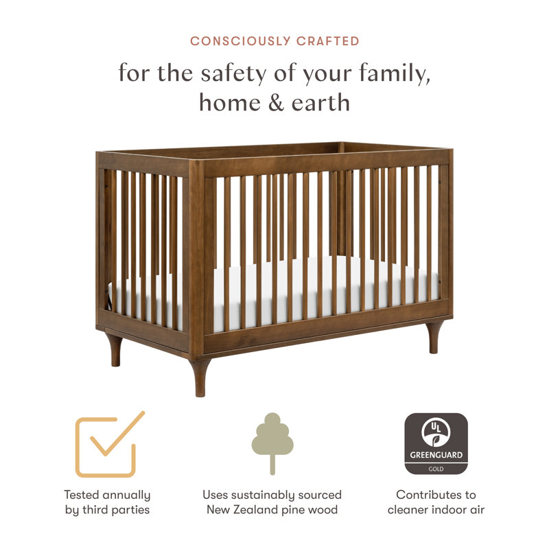 Lolly 3-in-1 Convertible Crib, Brown