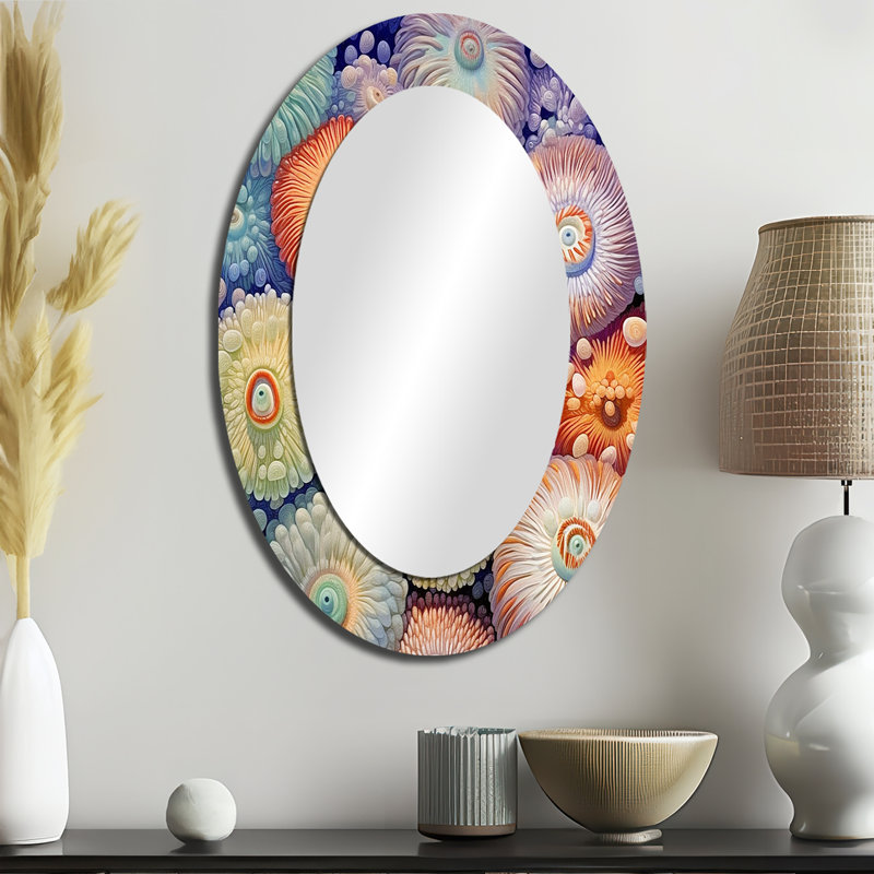 Magnifique miroir mural ovale orange, 36 po x 24 po