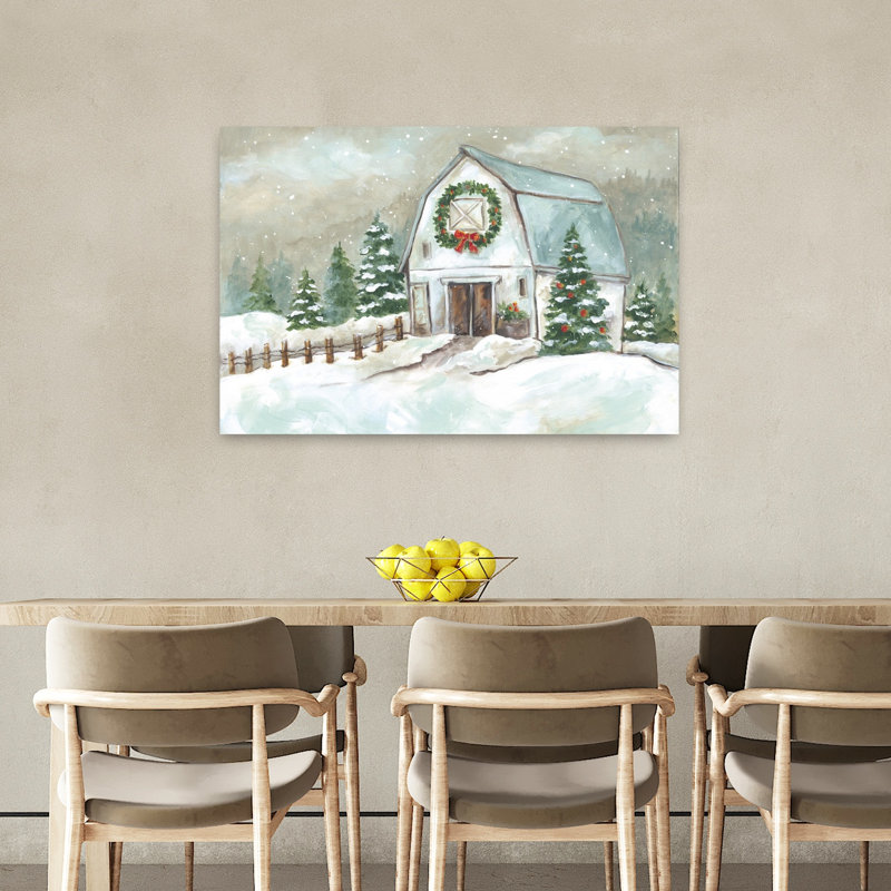 Arbre de Noël contemporain avec grange, H 36 po x l 24 po