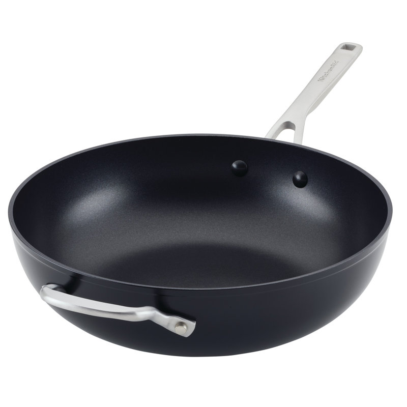 KitchenAid Hard-Anodized Induction Nonstick Wok with Helper Handle, 12.25-Inch, Matte Black