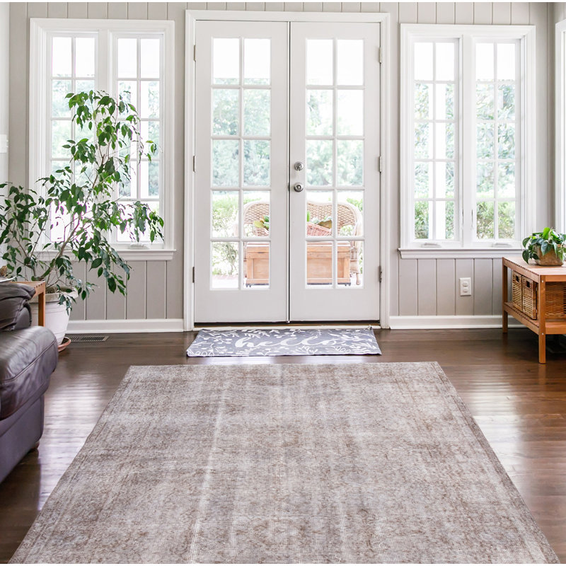 Tapis unique en laine noué à la main de style années 2000 de 5 pi 6 po x 8 pi 3 po gris Odane
