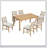 7-Piece Retro Dining Table Set for 6, Rectangular Wood with Upholstered Chairs for Comfort and Style in Dining Room and Kitchen-260354853-260354855