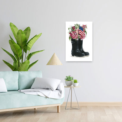 Patriotic Boots Contemporary Summer Flower Art