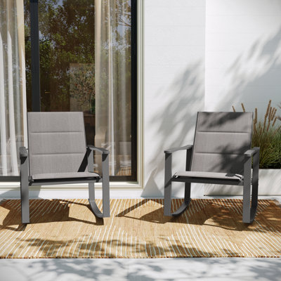 Kirkville Modern Outdoor Rocking Chairs with Flex Comfort Material and Rust Resistant Steel Frame