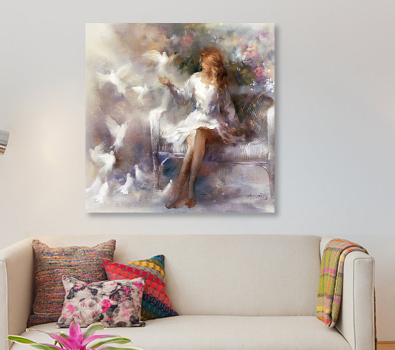 «White Dreams», reproduction sur toile, H 18 po x l 18 po x P 1,5 po, Pas de tapis, Toile tendue