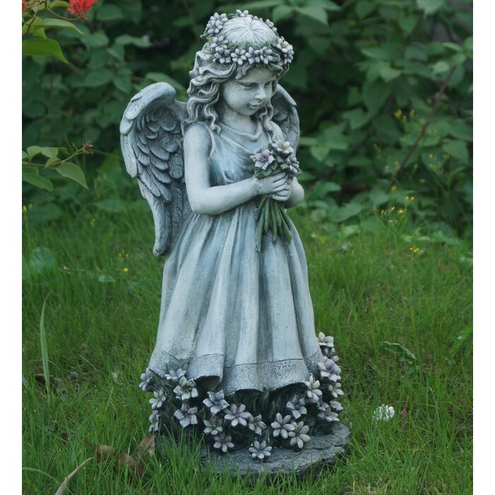 Hi-Line Gift Ltd. Angel Holding Flowers Statue & Reviews | Wayfair