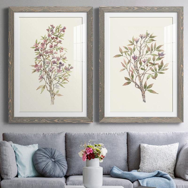 «Twig Study I», ensemble de 2 reproductions de cadres photo, Encadré gris, H 20 po x l 34 po x P 1,5 po
