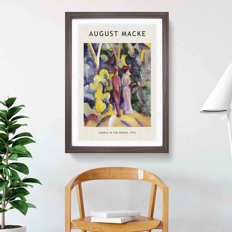 Couple In The Woods by August Macke - Single Picture Frame Print, Walnut Framed, 36cm H x 27cm W x 2cm D