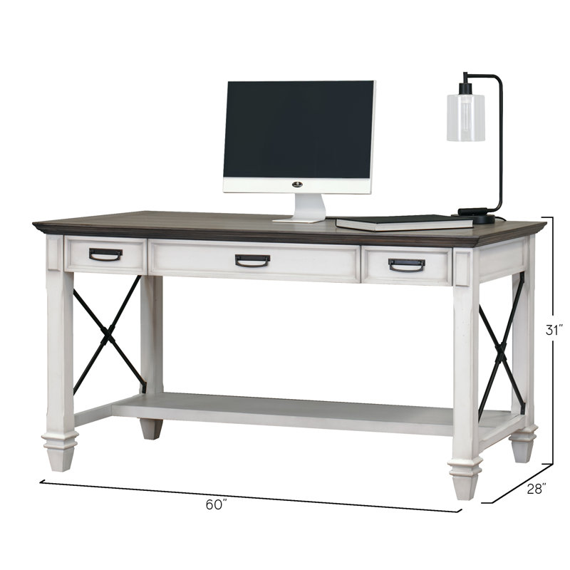Biarni Writing Desk with Power Outlet, White