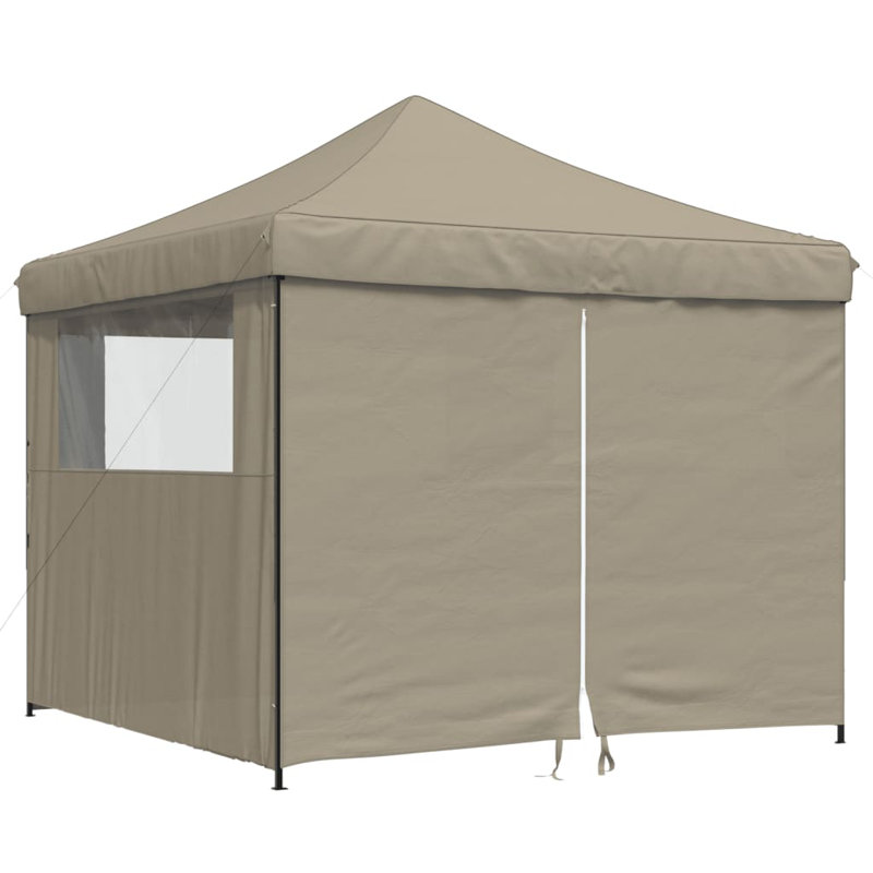 Tissu Oxford taupe vidaXL Party Tent avec revêtement en PVC, acier thermolaqué, H 124 po x l 115 po x P 115 po, Noir, Taupe