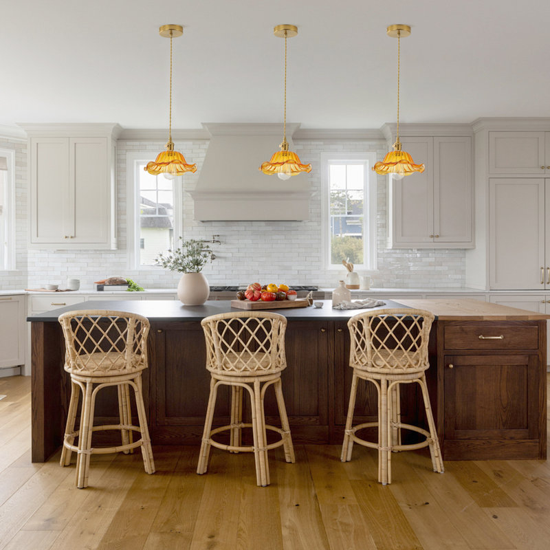 1-Copper colored iron glass dimmable pendant light