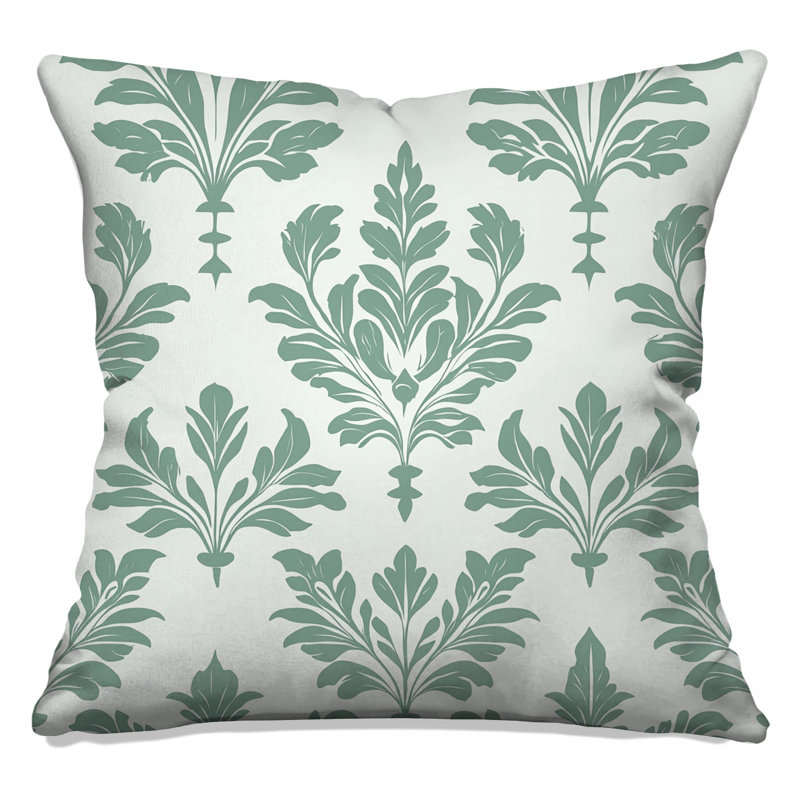 Green Leafy Damask Double Sided Throw Pillows, 26 x 26 pouces