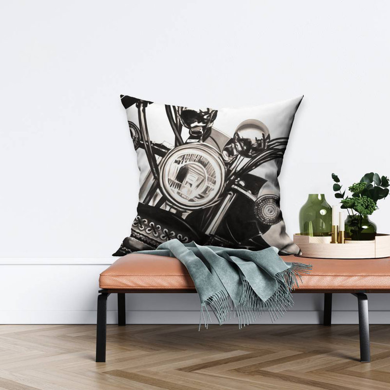 Realistic Sepia Motorcycle Throw | Industrial Office Decor